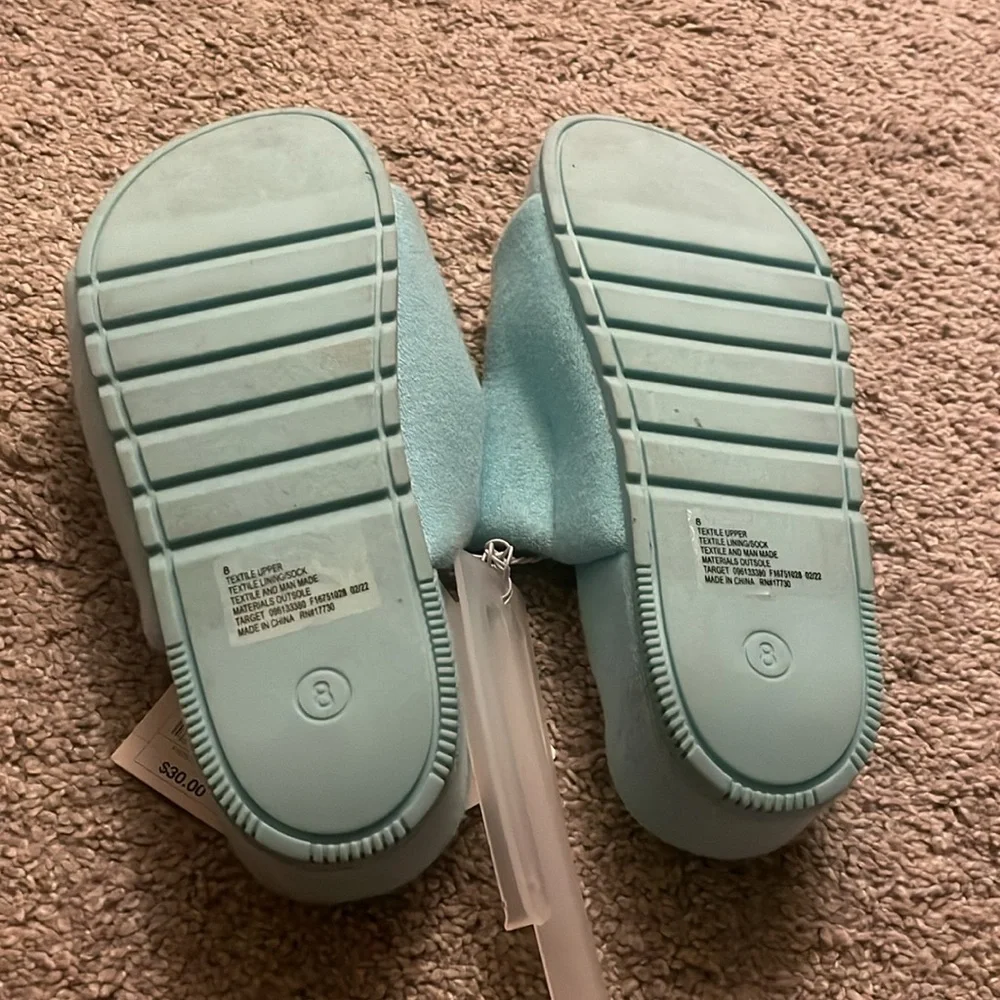 A new day platform teal sandals terry cloth size 8
